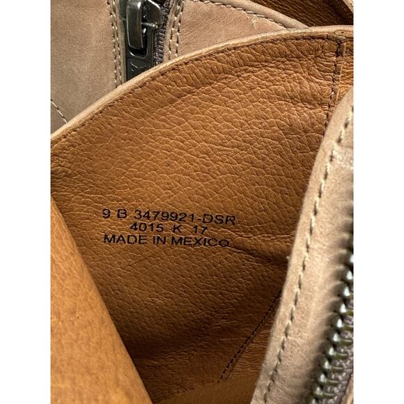 Frye Nora Ankle Bootie Womens 9 B Sand Leather Side Zip Stacked Block Heel - Picture 13 of 13